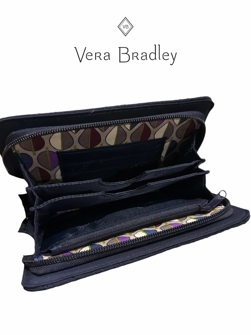 Vera Bradley Navy Blue Zip‎ Around Wristlet Wallet